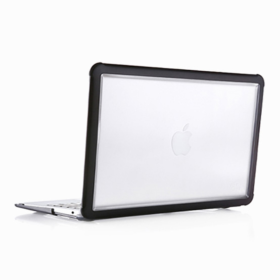 Open Apple MacBook Air laptop, viewed from behind